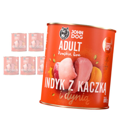 John Dog Nassfutter Für Hunde Pumpkin Line Truthahn Ente Kürbis Set 6x800g