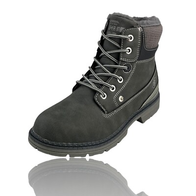 Damen Stiefelette Winterboots Gefüttert Stiefel Kinderschuhe Profilsohle Grau