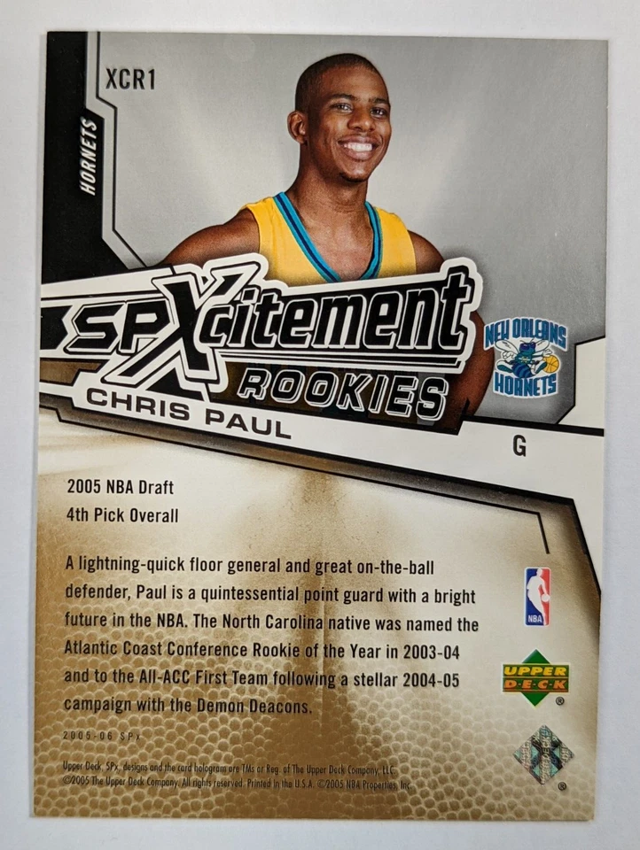2005-06 Upper Deck SPx SPxcitement Rookies #XCR1 CHRIS PAUL Rookie #D /1999 RC - Image 2 of 2