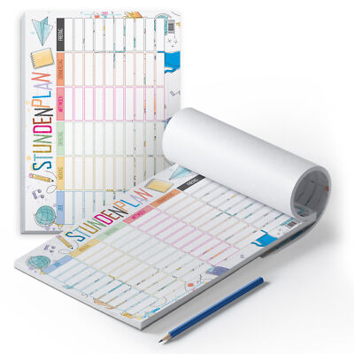 itenga Stundenplan Block 25 Blatt Motiv Doodles DIN A4 Querformat Schüler Schule