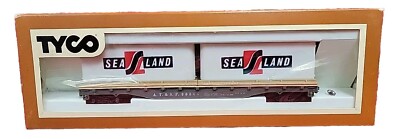 Vintage Tyco #352B Sea Land Container Flat Car New in Original Package