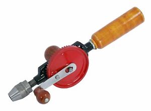 Hand Drill With Double Pinion Mechanism & Wooden Handle