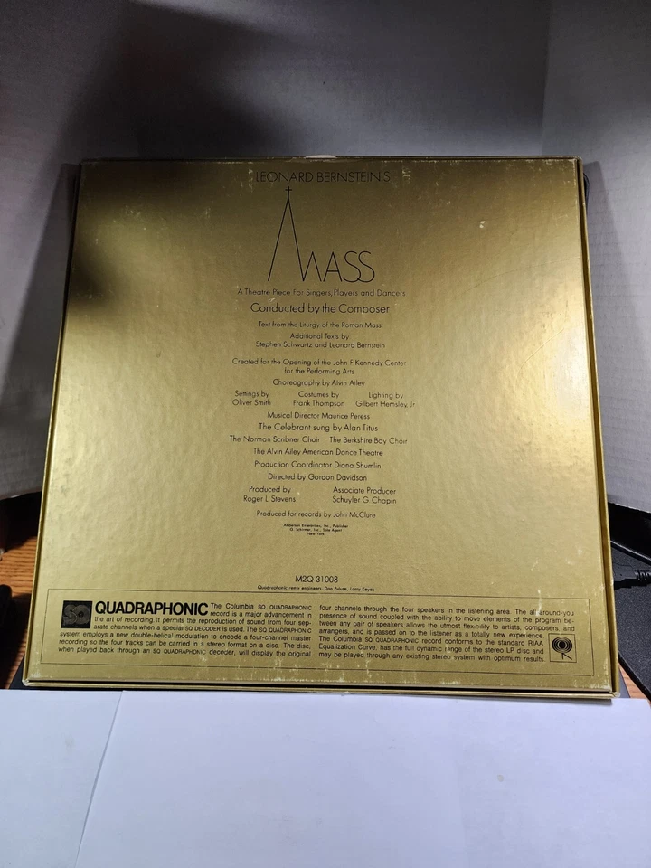 LEONARD BERNSTEIN   "Mass"  1972 Double LP  Columbia -Quadraphonic VG+ R70 - Image 2 of 2