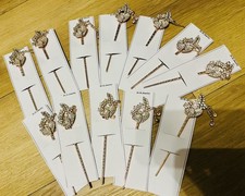 Lot of 12 Sparkly Rhinestone Flower Hair Pins   Crystal Elegant Hair Sticks