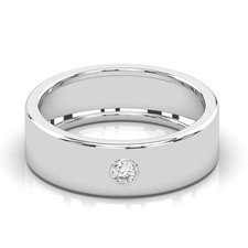 Echter Diamant Herren Verlobungsring rund 0,10 Kt 14 K Weißgold 6 mm Größen...