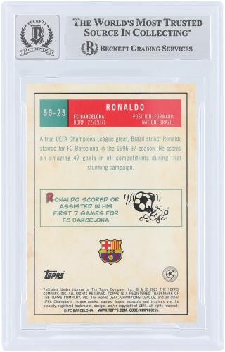 Ronaldo Barcelona Signed 2022-23 Topps Chrome UEFA 59 Design #59-25 BAS 10 Card