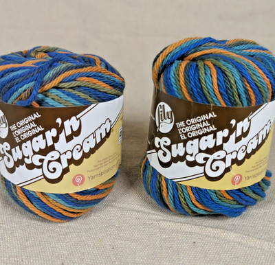 Lily Sugar 'n Cream Cotton Yarn Capri Ombre Lot 2 skein 4-ply 2.0oz / 95yds
