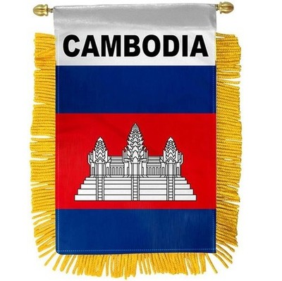 CAMBODIA MINI BANNER FLAG GREAT FOR CAR & HOME WINDOW MIRROR HANGING