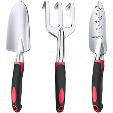 3-Piece Heavy Duty Aluminum Garden Tool Set with Non-Slip Rubber Handle, Hand