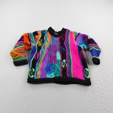 Vintage Coogi Sweater Kids Medium Multicolor 3D Knit Wool Pullover Youth