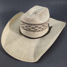 Texas Hat Company Co. Beige Bangora Cowboy Hat - Western Straw - Hat Size 6 7/8"