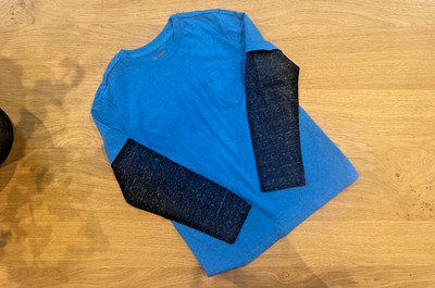 Cat & Jack Pocket Skater Tee - Boys' M (8/10) - Blue with Grey Sleeves