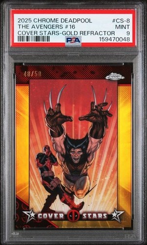 2025 Topps Chrome Deadpool Wolverine Gold Refractor /50 Cover Stars #16 - PSA 9