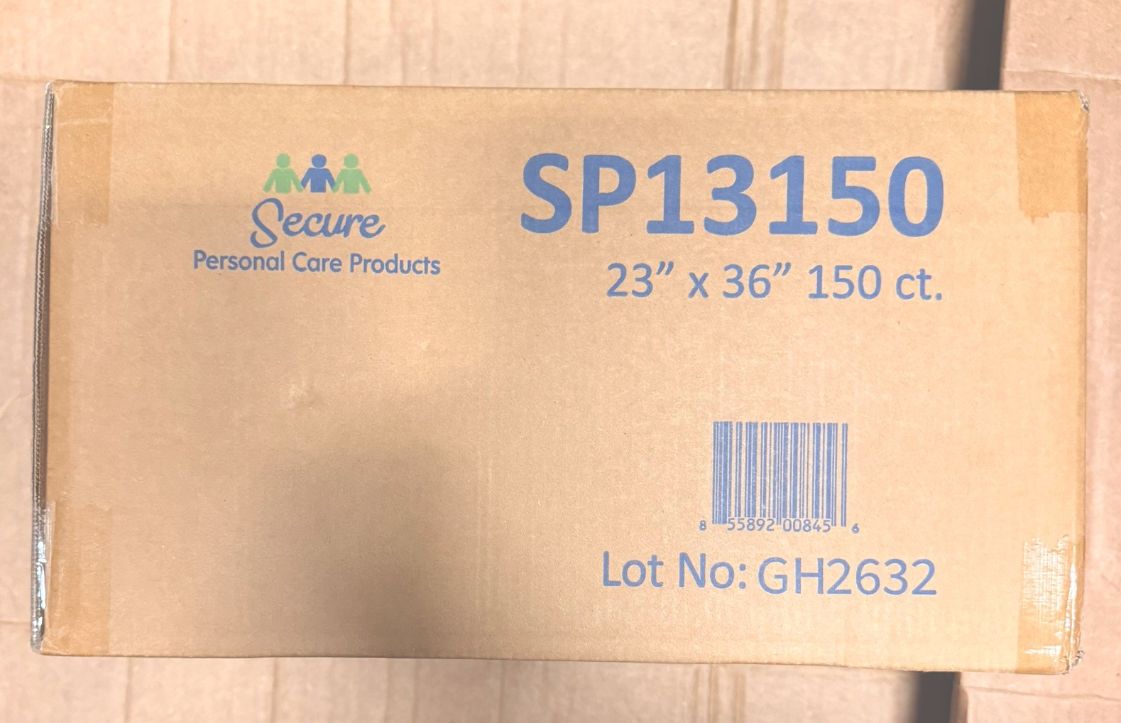 (QTY 150) Secure Personal Care Underpads 23" X 36" SP13150 15 packs of 10