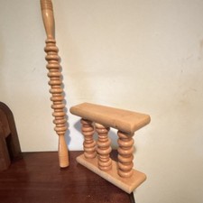 Wood Manual Full Body Massage Roller Stick, 3-Head Rolling Massager Beige