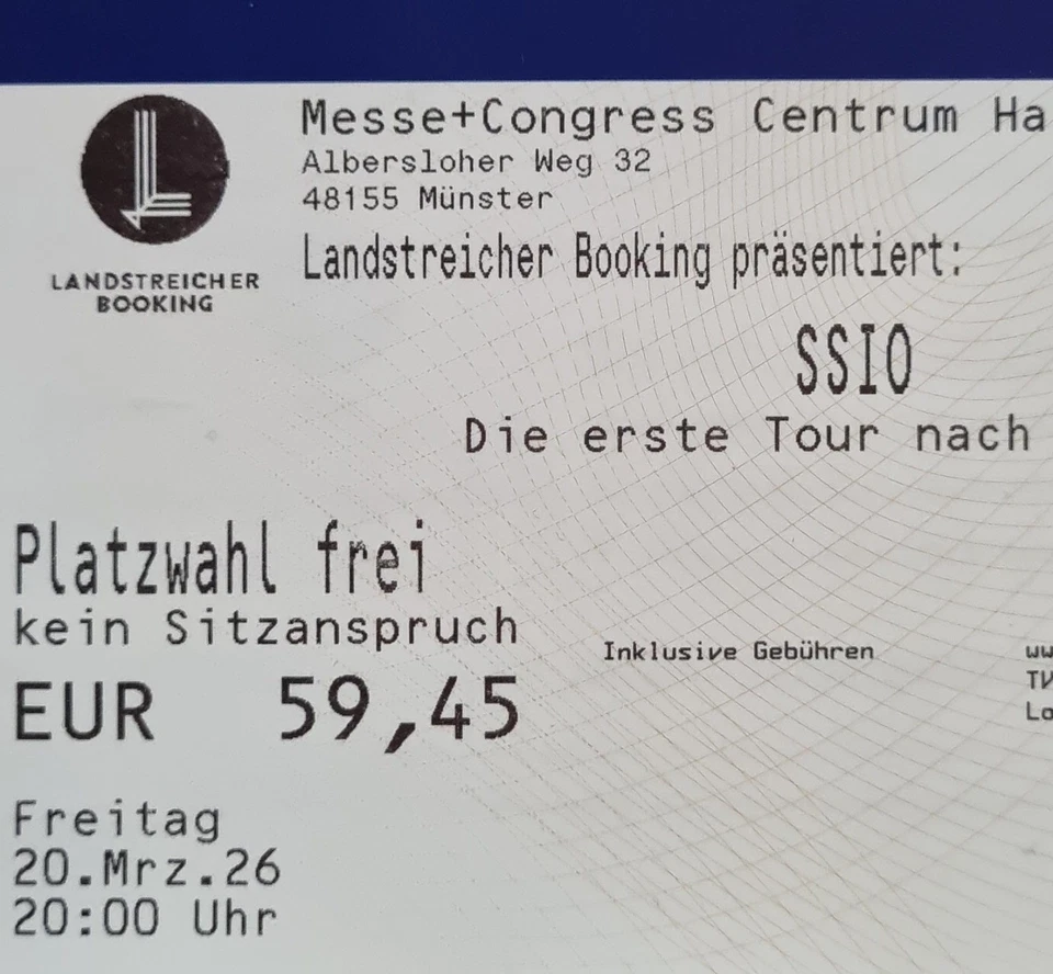 Tickets SSIO Münster 20.03.26 Stehplätze Eintrittskarten Karten