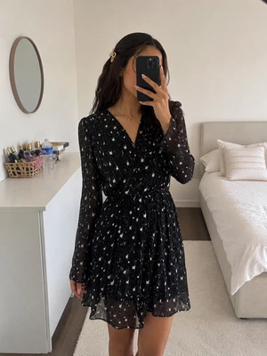 Robe The Kooples Noir & Blanc Cache-Cœur Plissée T34 Neuve avec Étiquette - Photo 1/4