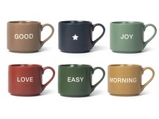 Set H&H Mix&Match 6 Jumbo Tassen Neu Knochenporzellan Cc380