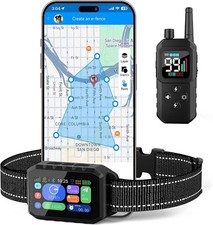 GPS Wireless Dog Fence Training Collar System, Free App/Remote Controlled Cust
