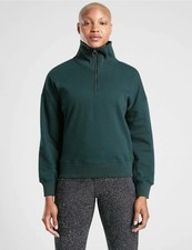 Athleta 1/4 Zip Funnel Neck Cozy Karma Sweatshirt Women Small Petite Nordic Teal