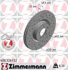 2x ZIMMERMANN Bremsscheibe SPORT Z 600.3261.52 für AW1 POLO VW BZ1 6 AE1 MPi TGI