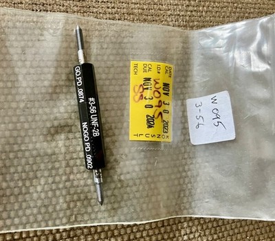 Q-CUT USA 3-56 UNF 2B THREAD PLUG GAGE #3 .099 GO NO GO P.D.'S = .0874 & .0902