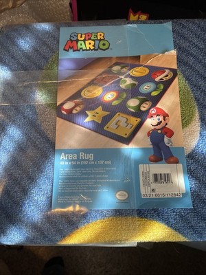 Super Mario Castle Bound Kids Room Non Slip Area Rug, 40 in x 54 in, Nintendo