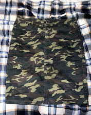 Women's 4pc Outfit Set M Black Knit Top Button Jacket Camo Skirt Pants