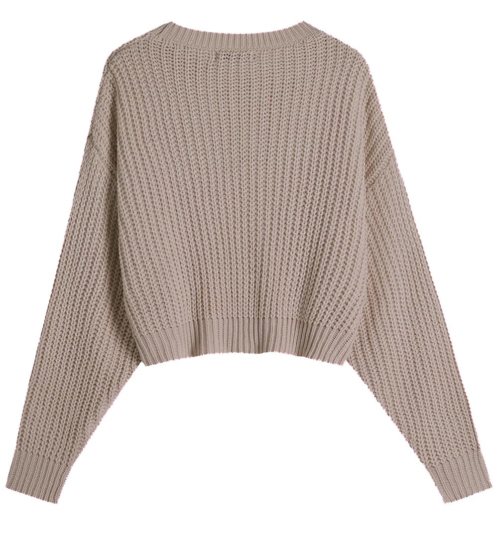 Spring Fall Crew Neck Batwing Cropped Sweater for… - image 2