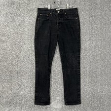 Buck Mason Made In Usa Men’S Black Slim Fit 5 Pocket Denim Jeans Size 31X29 Flaw
