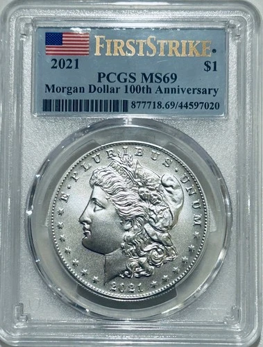 2021 P Morgan Silver Dollar PCGS MS69 First Strike/Flag Label