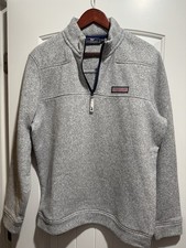 Vineyard Vines Men  s Shep Shirt 1/4 Zip Pullover Sweater Medium Gray