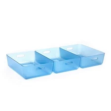  Seattle Restak Recycled Storage Bin Set of 3 | Medium Short Translucent Blue
