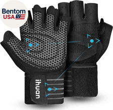 Ventilated Weight Lifting Gym Workout Gloves with Wrist Wrap Support for Men  W