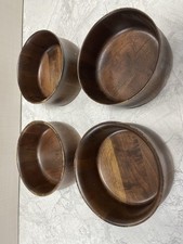 VINTAGE SOLID AMERICAN WALNUT SALAD BOWL SET Of 4