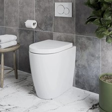 Back to Wall Comfort Height Rimless Toilet High Level WC Pan & Soft Close Seat