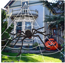 200" Halloween Decorations Spider Web Outdoor 59" Giant Spider D cor Fast Ship.
