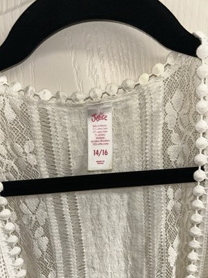 New Without Tags white Justice lace cardigan designed for girls size 14/16