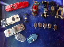 Lot Of Vintage 1960s- Eldon, Ideal, Monogram, Bodies, Motors, Chassis Untested