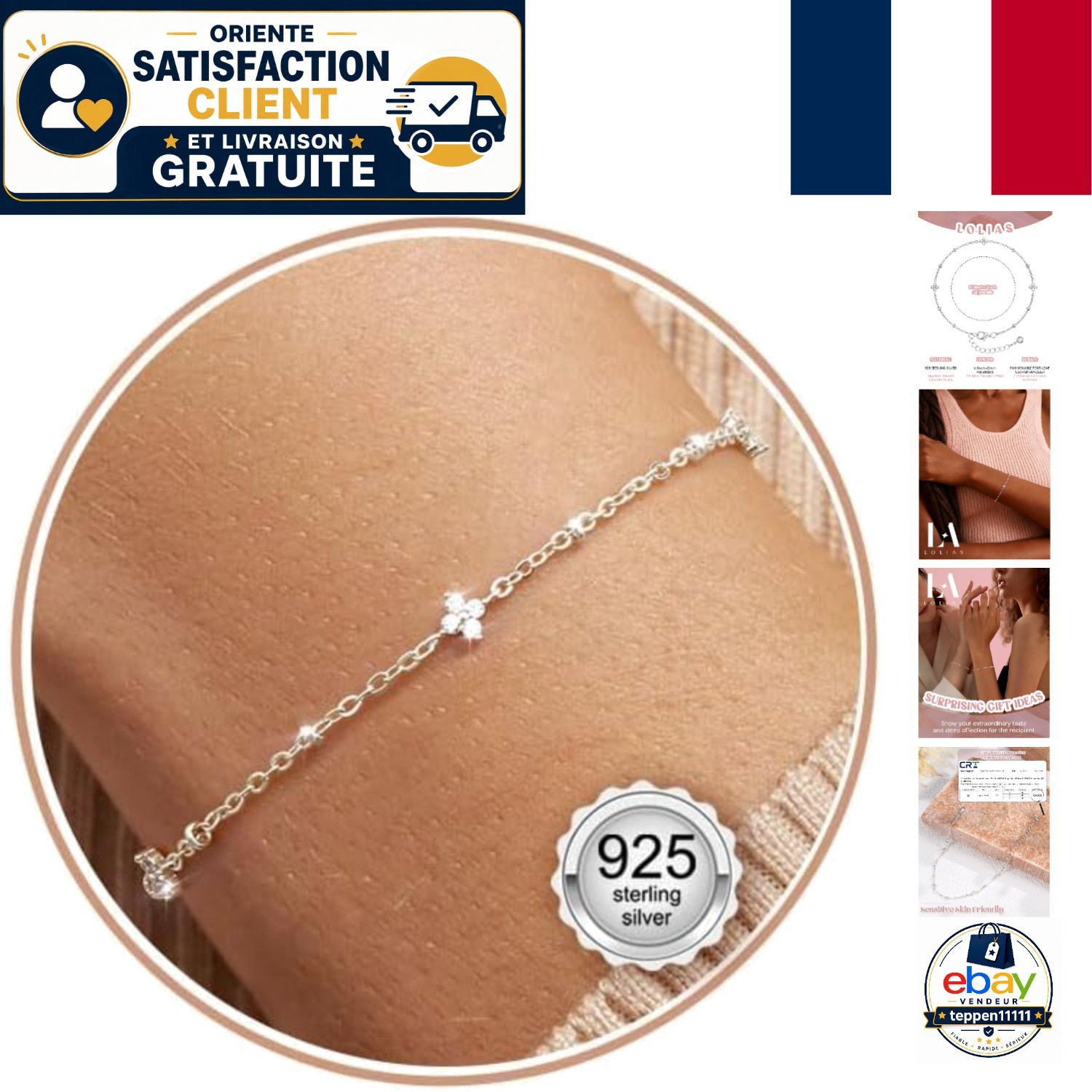 Bracelet trèfle en argent 925 avec perles, cadeau d'anniversaire romantique pour elle