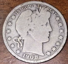 1908-D Barber Half Dollar 90% Silver FREE SHIPPING AMAZING ADDITION!!!!