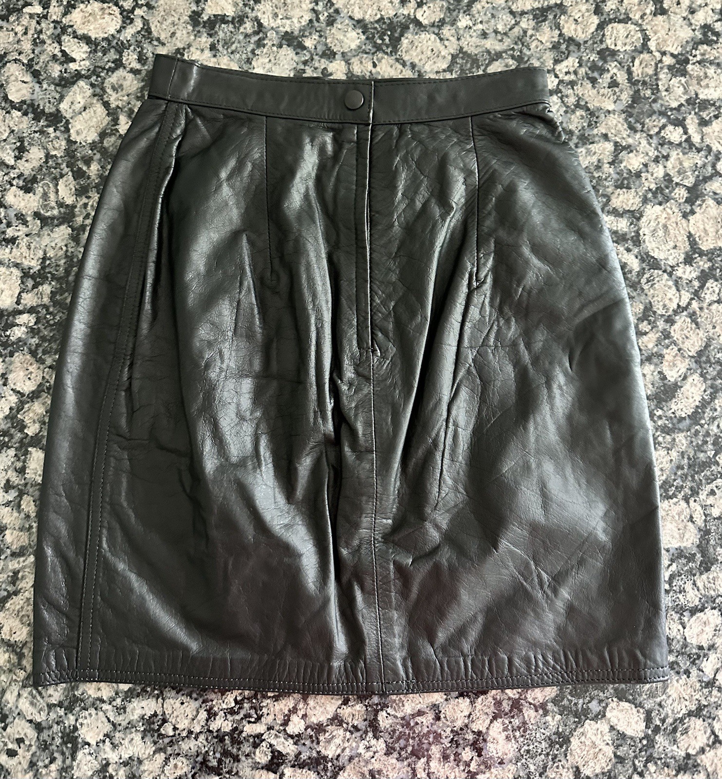 Winlit Vintage Leather Skirt Black Size 9/10 Made In Dominican Republic Leather