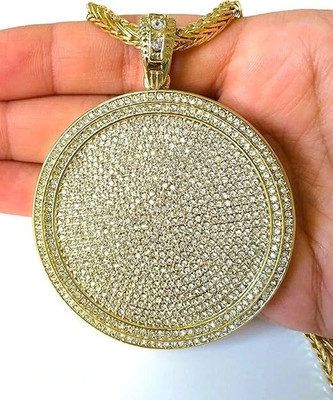 4.50Ct Round Cut Moissanite Circle Medallion Only Pendant 14K Yellow Gold Plated