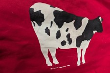 Borsa tote vintage 1984 Woody Jackson tela rossa - firmata Vermont Holstein arte mucca