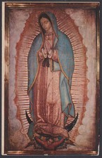 Tarjeta Santa Antigua Postale de la Virgen de Guadalupe Imagen Pieuse Santino Estampa