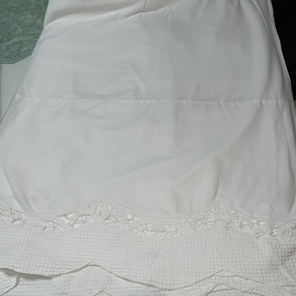 Simply Shabby Chic Style King White Dust Ruffle Bed Skirt Open Lace 14 ...