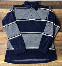 VINTAGE Campus Velour LS Polo Shirt Striped Shirt LS Sz. Large