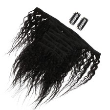 8pcs Real Human Hair Clip In Curly Double Weft Hair Extensions Black