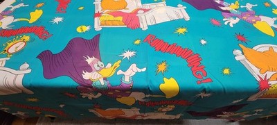 Vintage Disney Darkwing Duck Twin Flat Sheet Only Cartoon Clock Ringing NEW? NOS