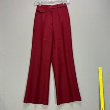 VTG 70s Bell Bottom Disco Pants Flare Polyester Sears 7 24" Waist Crimson Red